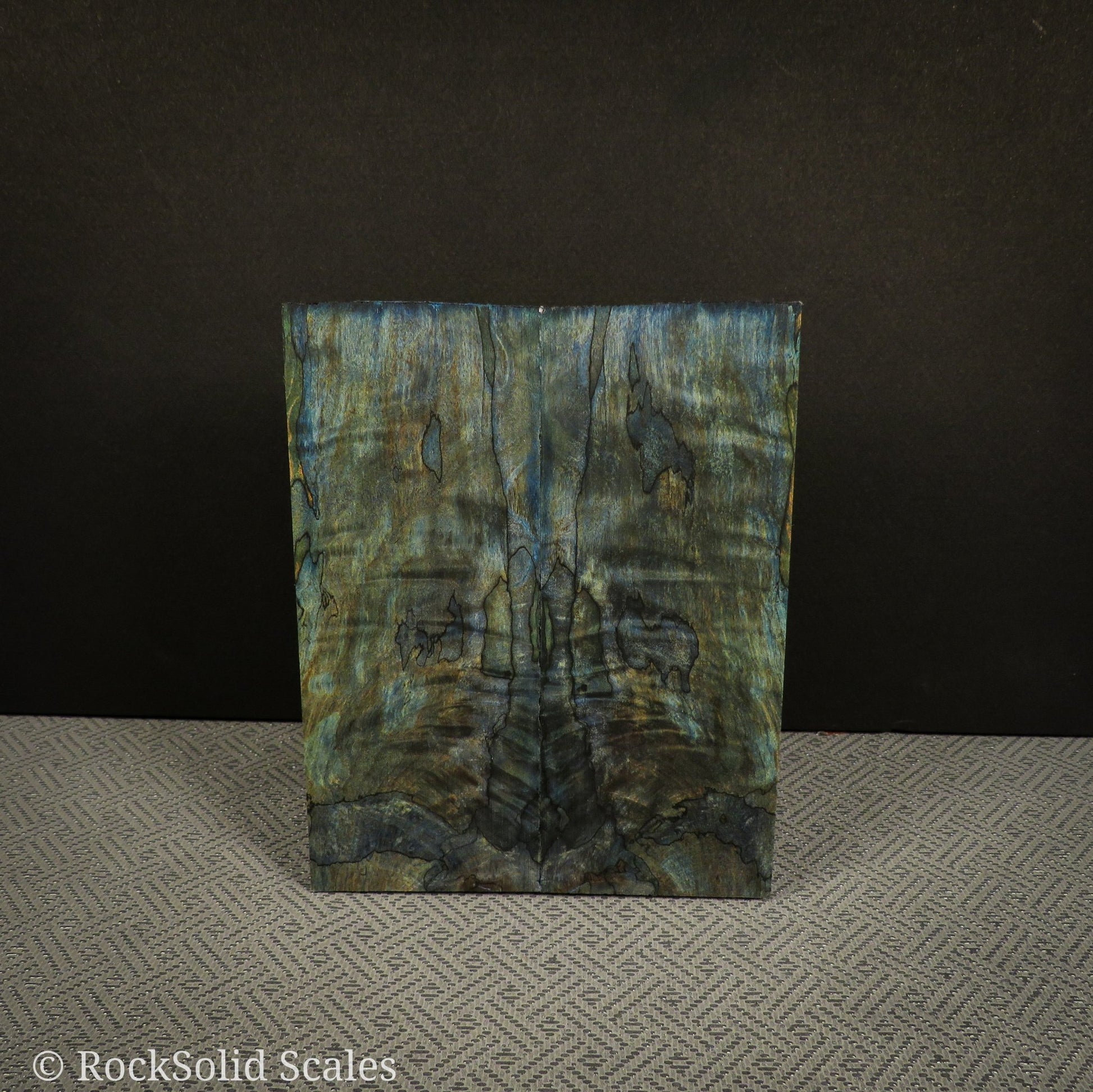 #2306 - Blue an Orange Double Dyed Curly, Spalted Maple - RockSolid Scales -