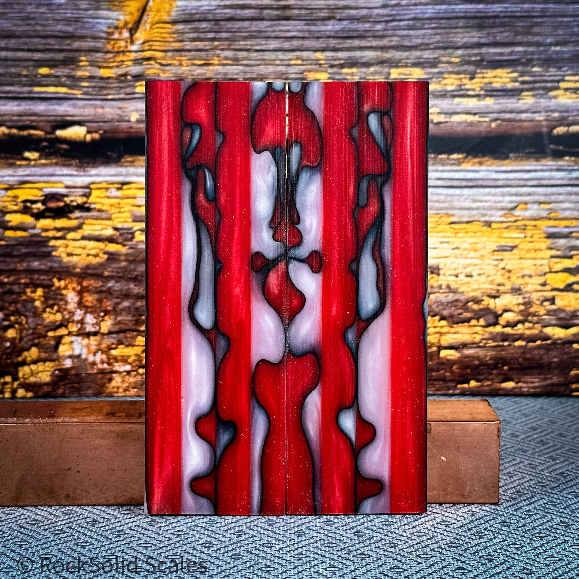 #2334 - Red and White Swirl Acrylic - RockSolid Scales -