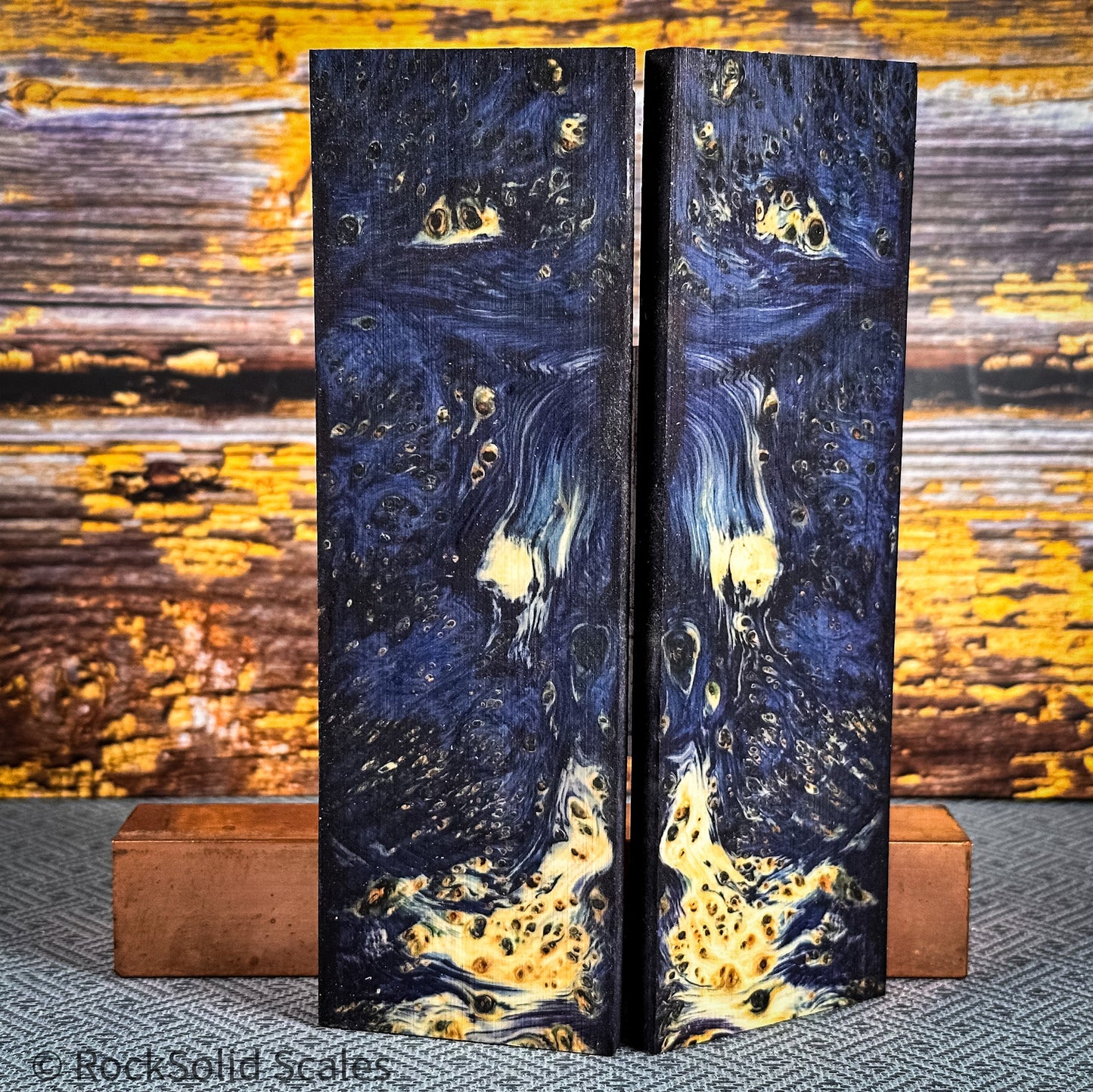 #2345 - Navy Blue Yellow Cedar Burl - RockSolid Scales -