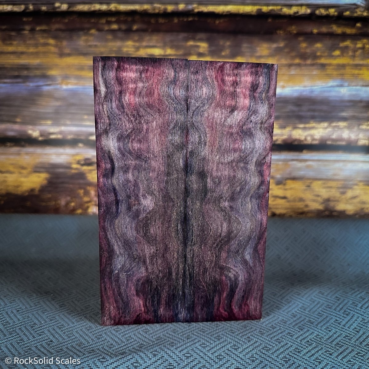 #2387 - Blue/Red Double Dyed Quilted Maple - K&G Stabilized - RockSolid Scales -