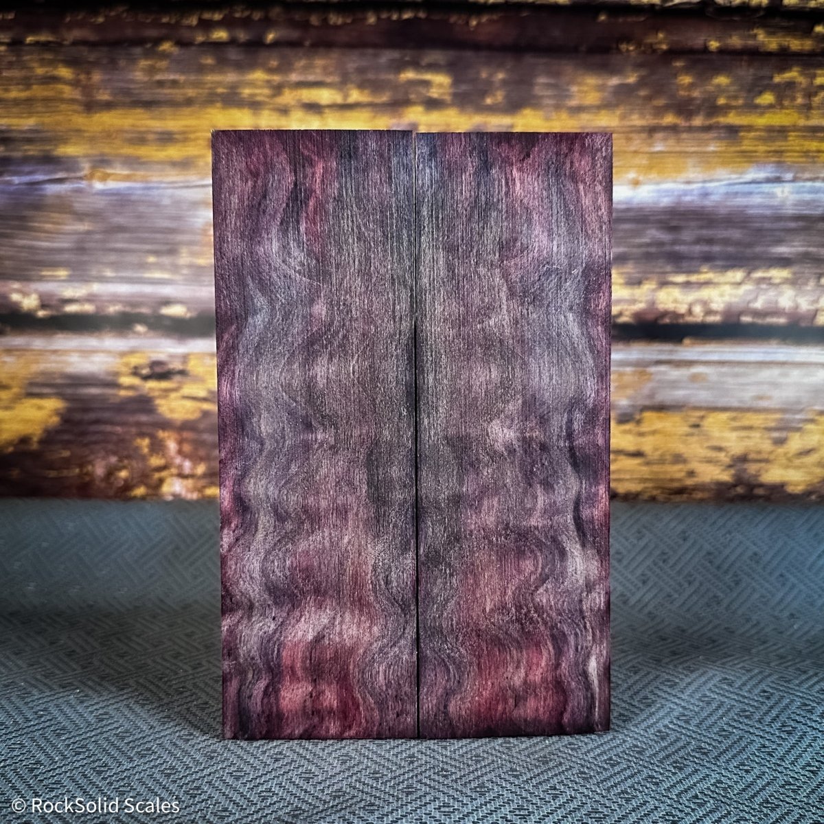 #2387 - Blue/Red Double Dyed Quilted Maple - K&G Stabilized - RockSolid Scales -