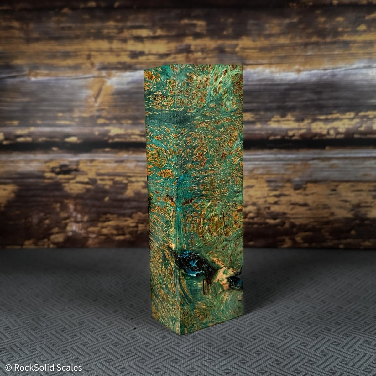 #2396 - Lime and Red Doube Dyed Yellow Cedar Burl Block - RockSolid Scales -