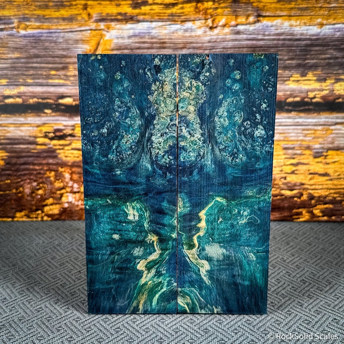 #2467 - Sea Blue and Teal Double Dyed Box Elder Burl - RockSolid Scales -