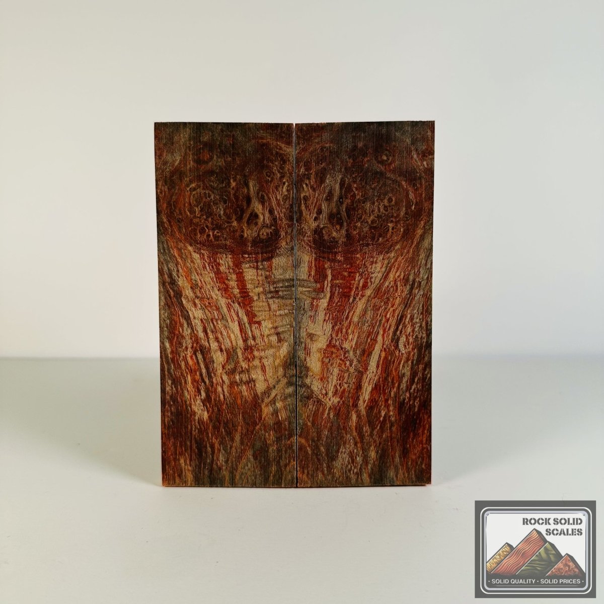 #2615 - Teal and Red Curly Maple Burl - RockSolid Scales -