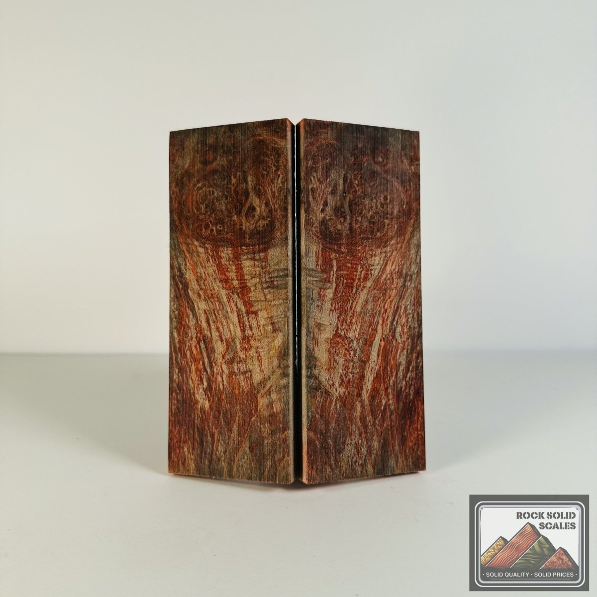 #2615 - Teal and Red Curly Maple Burl - RockSolid Scales -