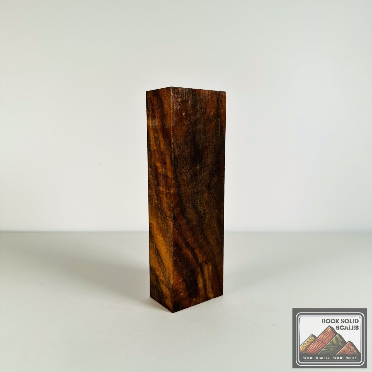 #2684 - Curly Bastogne Walnut Block - RockSolid Scales -