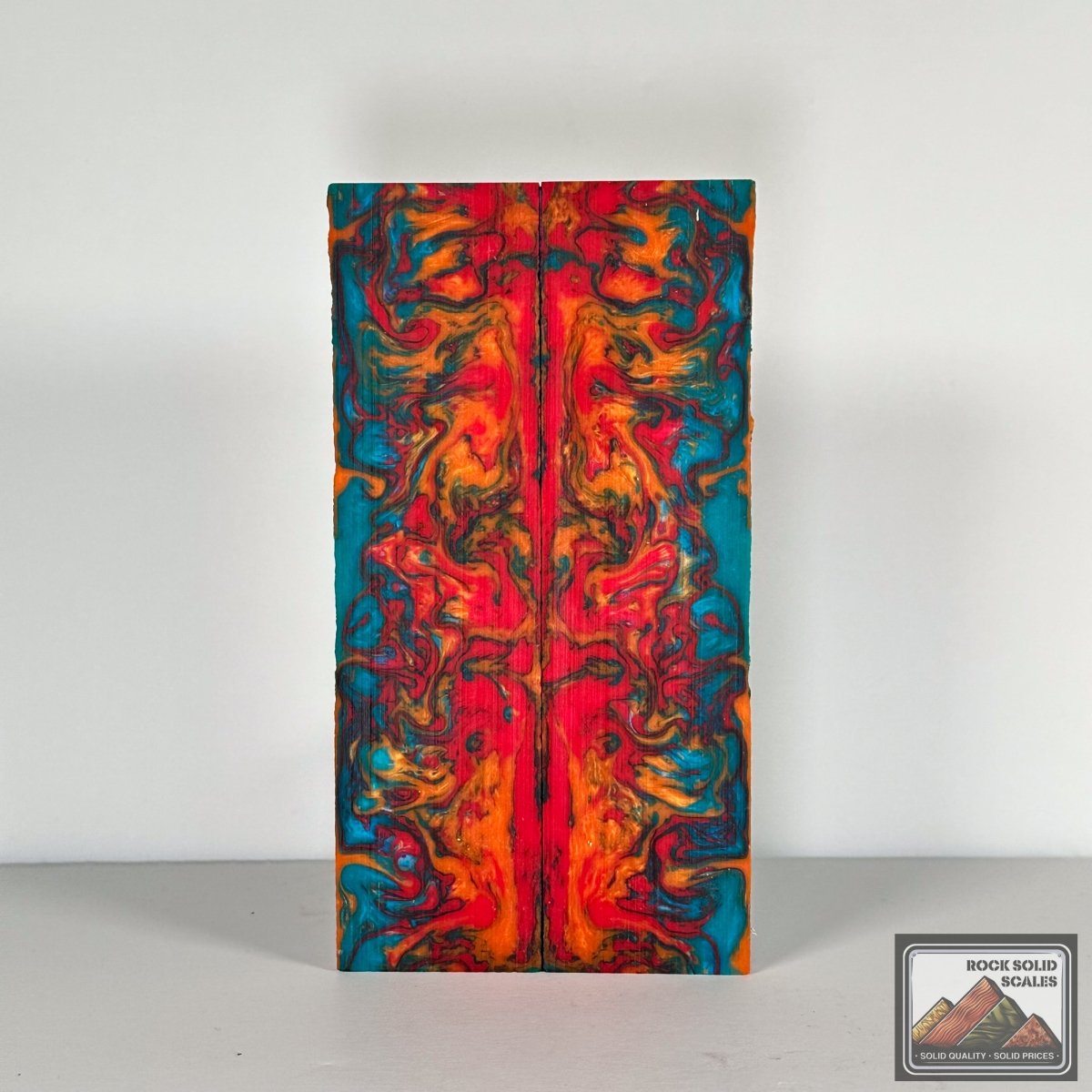 #2757 - Red/Orange/Teal Swirl Acrylic - RockSolid Scales -