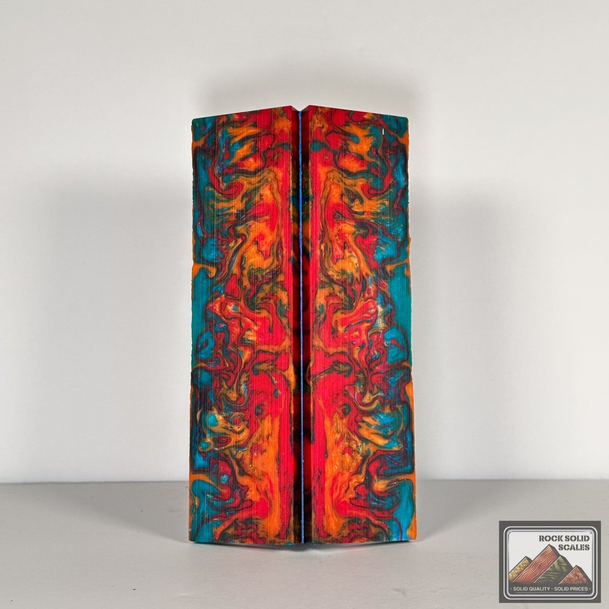 #2757 - Red/Orange/Teal Swirl Acrylic - RockSolid Scales -