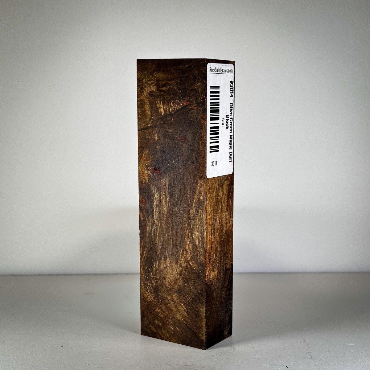 #3014 - Olive Green Maple Burl Block - RockSolid Scales -
