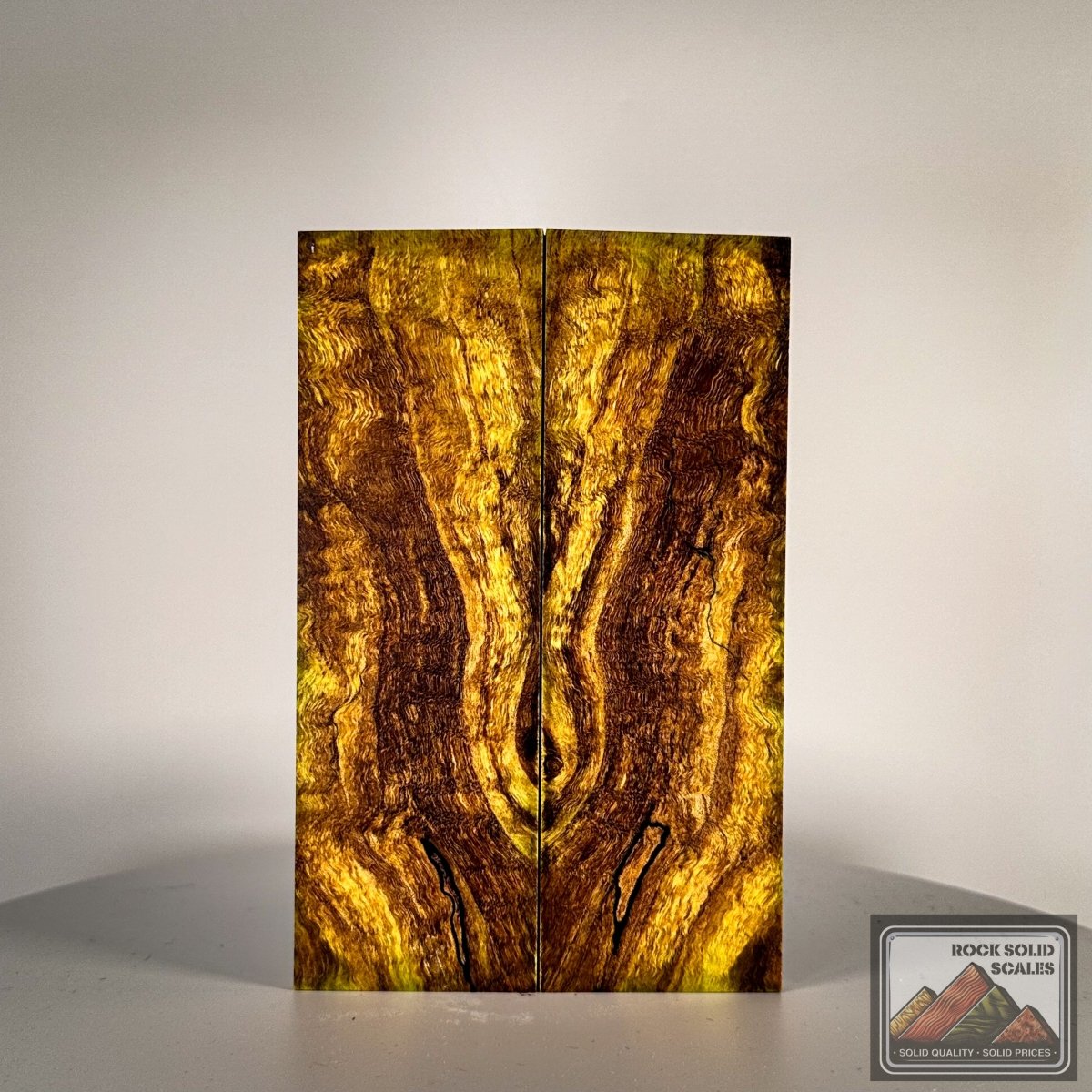 #3041 - Spring Green Spalted Curly Maple - RockSolid Scales -