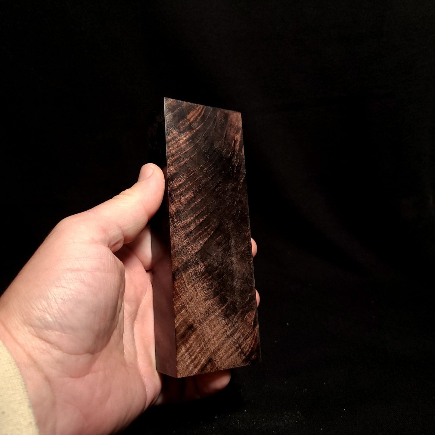 #800 - Orange/Black Double Dye Feather Curl Maple - K&G Stabilized - RockSolid Scales -