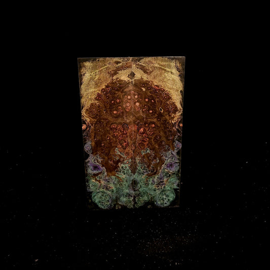 #925 QUINTUPLE DYED Maple Burl - Teal, Purple, Black, Lime Green, OD Green - RockSolid Scales -