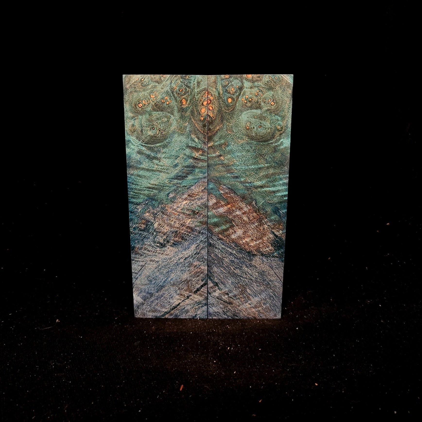 #956 Curly Maple Burl Teal & Blue - K&G Stabilized - RockSolid Scales -
