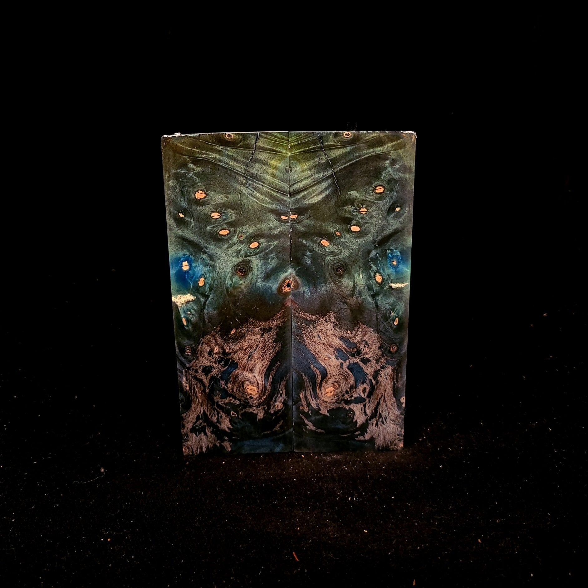 #960 Triple Dyed Buckeye Burl - Black, Blue, Peacock Green - RockSolid Scales -