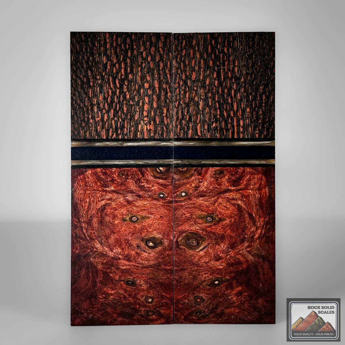Black Leopardwood and RedRum Maple Burl - RockSolid Scales -
