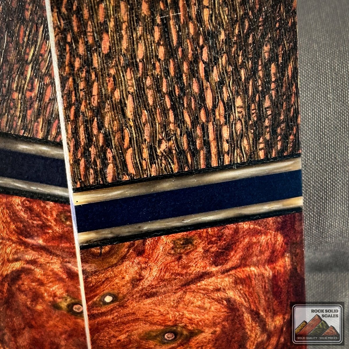 Black Leopardwood and RedRum Maple Burl - RockSolid Scales -