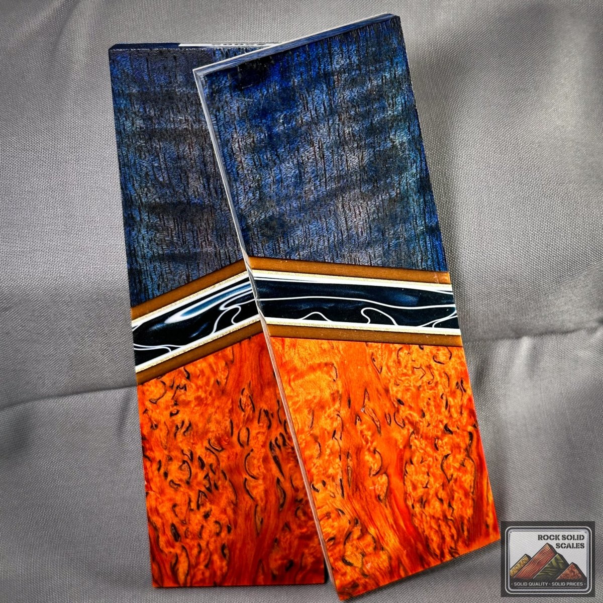 Blue Curly Mango and Blaze Orange Masur Birch - RockSolid Scales -