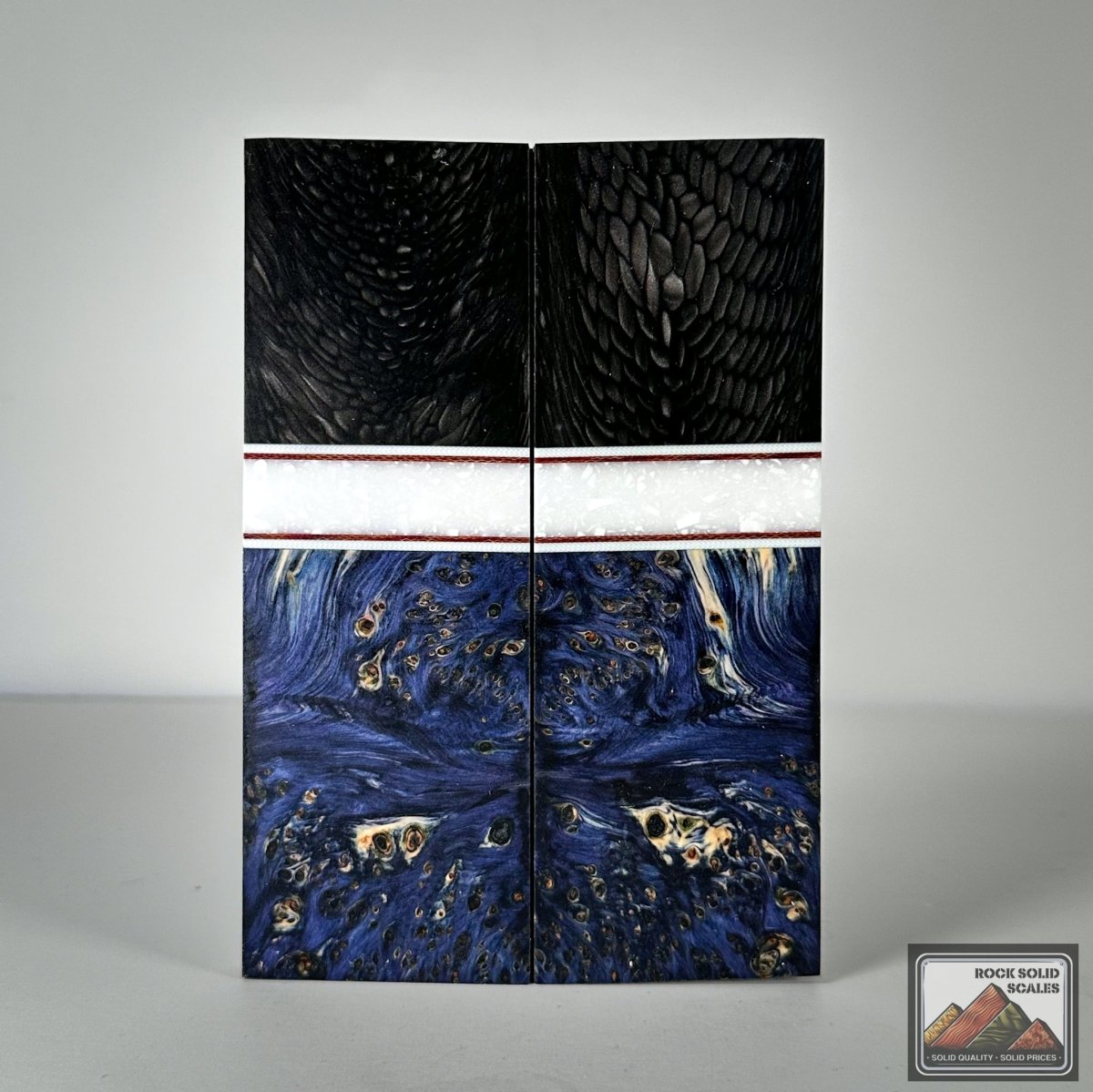 Carbon Juma and Blue Yellow Cedar Burl - RockSolid Scales -
