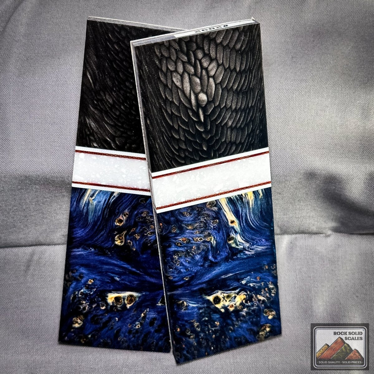 Carbon Juma and Blue Yellow Cedar Burl - RockSolid Scales -