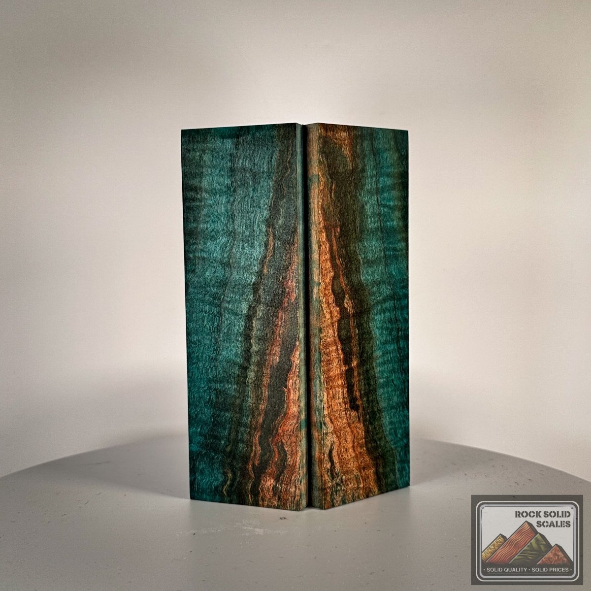 Key Blue Spalted Curly Maple - RockSolid Scales -