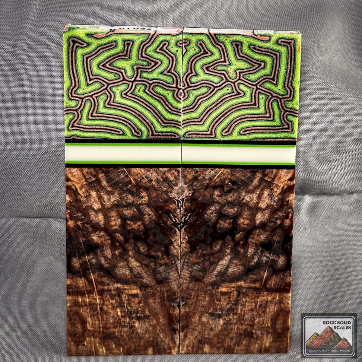 Lime Brain Micarta and Spalted Alder - RockSolid Scales -