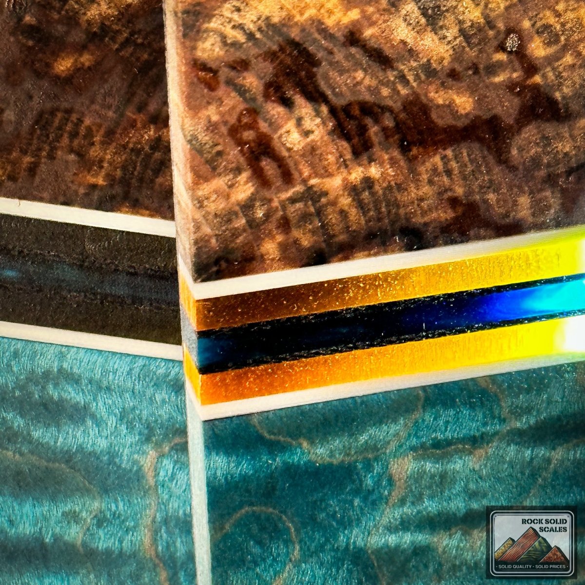 Spalted Alder and Sea Blue Curly Maple - RockSolid Scales -