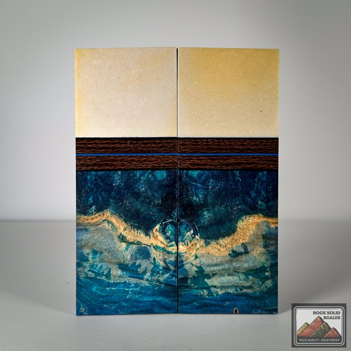 Tri-Color Ivory Paper Micart and Sea Blue Box Elder Burl - RockSolid ...
